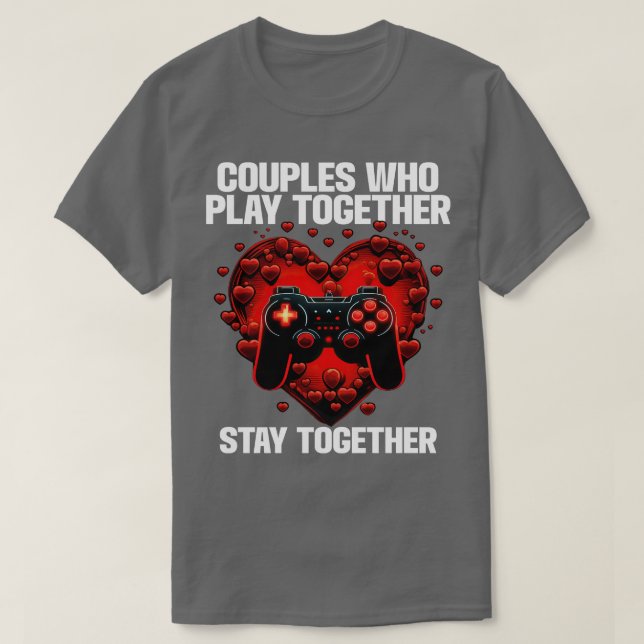 T-shirt Couples Joueurs Qui Jouent Ensemble Restent Ensemb (Design devant)