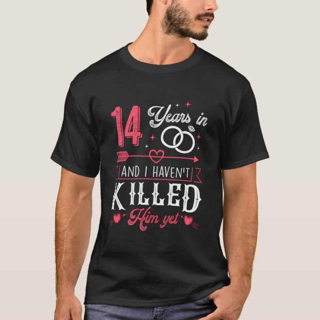 T-shirt Couples Mariés 14 Ans Drôle 14E Mariage Annive (Devant)