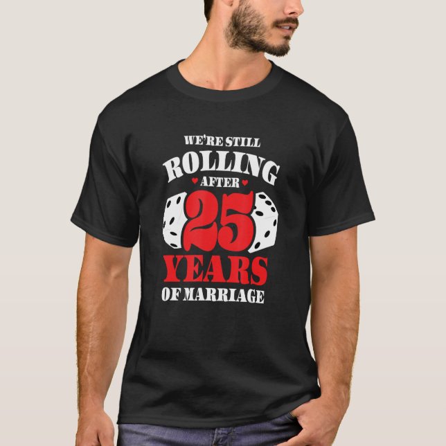 T-shirt Couples mariés 25 ans - Funny 25e Mariage Anni (Devant)