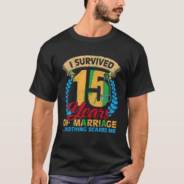 T-shirt Couples mariés pour 15 ans Funny 15e mariage et (Devant)
