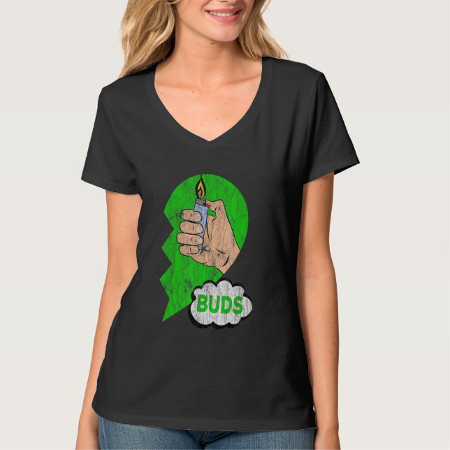 T-shirt Couples Matching Best Buds Weed Funny Joint Stoner (Devant)