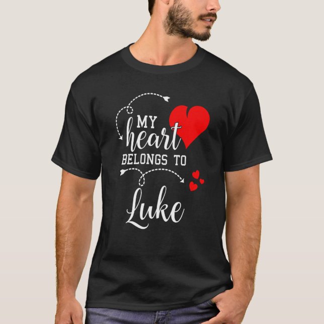 T-shirt Couples Matching My Heart Belong to Luke My Love (Devant)