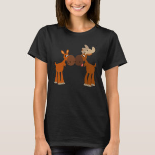 T-shirt Couples mignons d'orignaux de bande dessinée dans