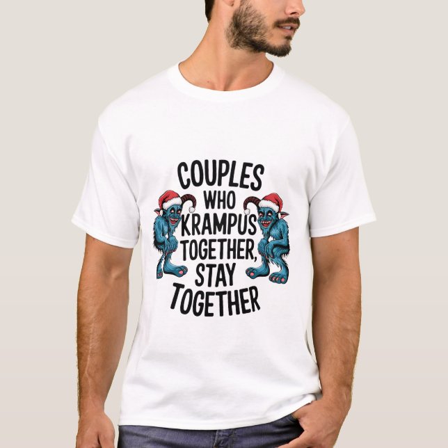 T-shirt Couples qui Krampus ensemble restent ensemble XMAS (Devant)
