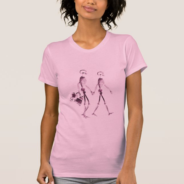 T-shirt Couples squelettiques de vision de rayon X (Devant)