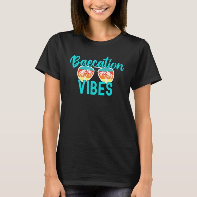 T-shirt Couples Vacances Correspondantes Vacances Vibes d' (Devant)