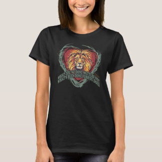T-shirt Courage au cœur de lion, Tête de lion sur le cœur