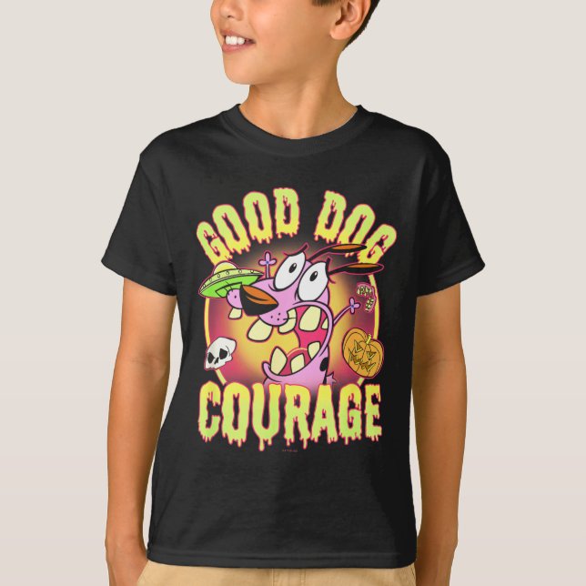 T-shirt Courage Le Chien Timide Halloween Bon Chien (Devant)