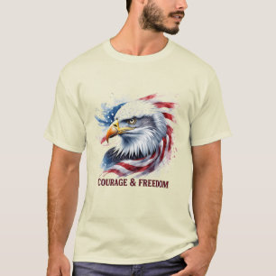 T-shirt Courage & Liberté Drapeau USA Cadeau Patriotique