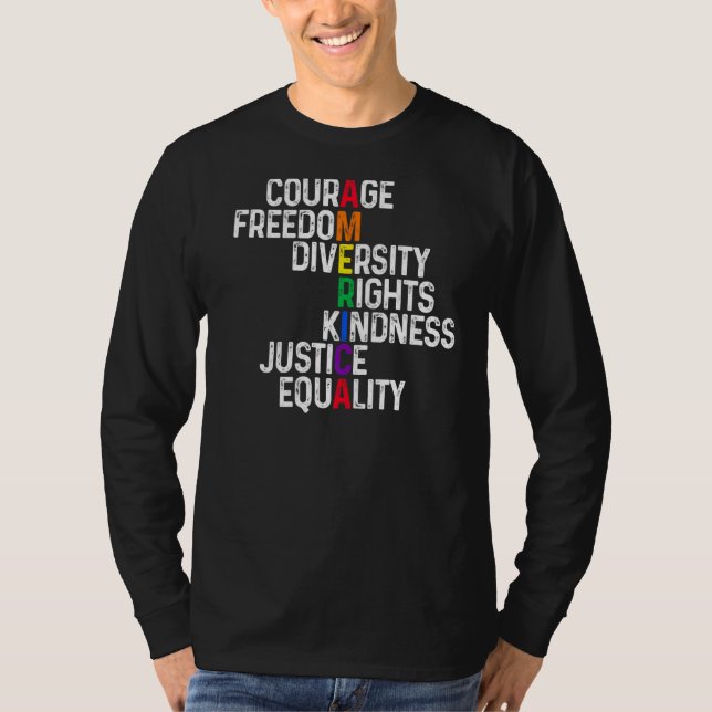 T-shirt Courage Liberté Droits De Diversité Lgbtq (Devant)