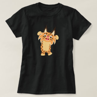 T-shirt courageux mignon de femmes de chat sauvage
