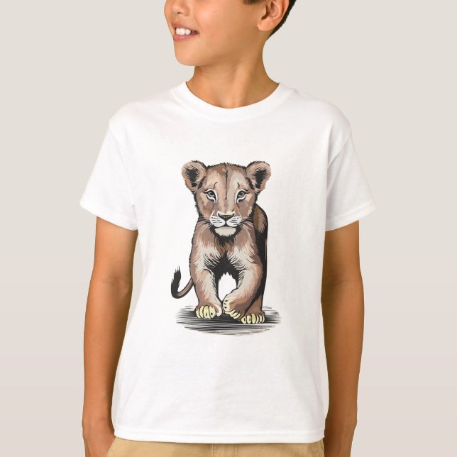 T-shirt Courageux Petits Lions Cub Enfants (Devant)