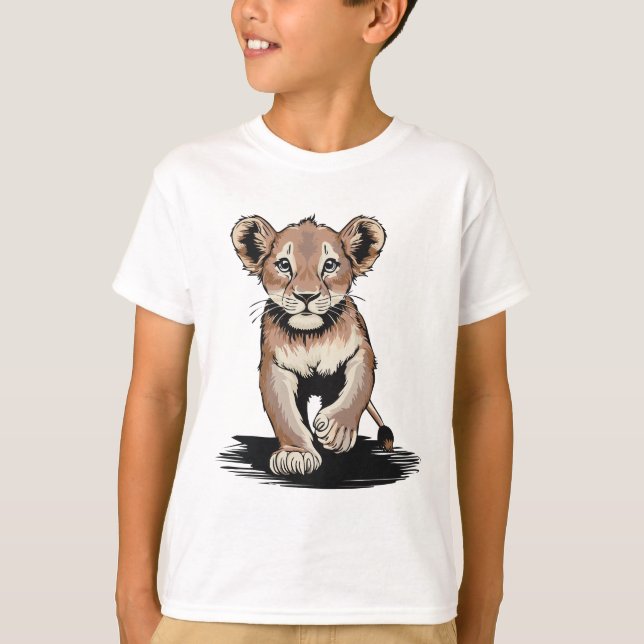 T-shirt Courageux Petits Lions Cub Enfants (Devant)