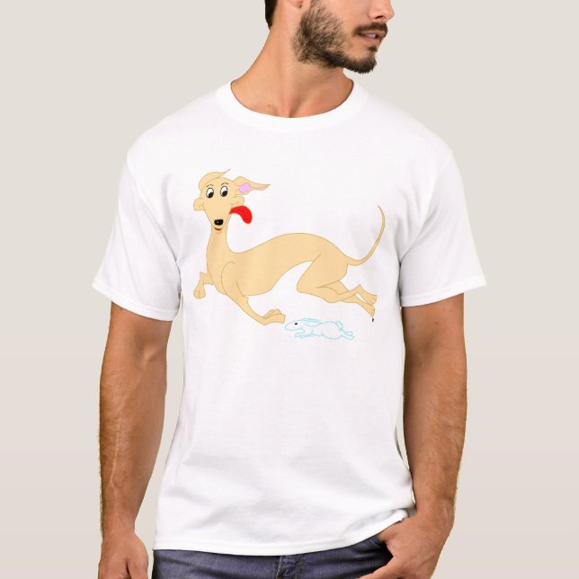 T-shirt courant de lapin et de lévrier (Devant)