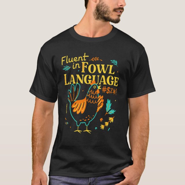 T-shirt Courant en langage aviaire   Poulet (Devant)