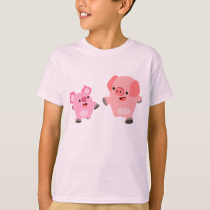 T-shirt courant mignon d'enfants de porcs de bande