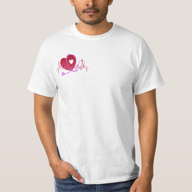 T-shirt Courbe cardiaque avec stéthoscope Médicale 3 (Devant)