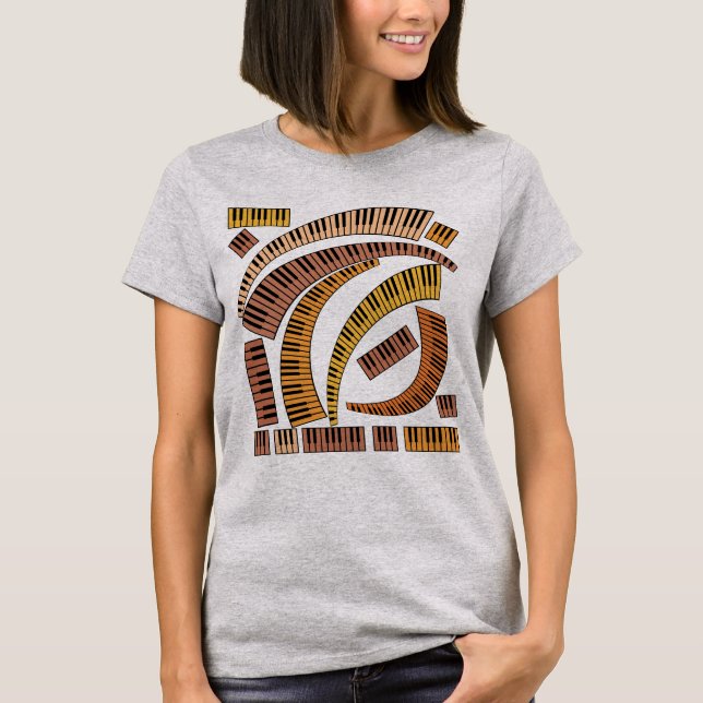 T-shirt courbe des touches de piano (Devant)