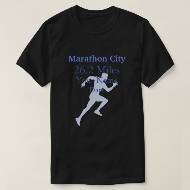T-shirt coureur de marathon bleu personnalisé (Design devant)