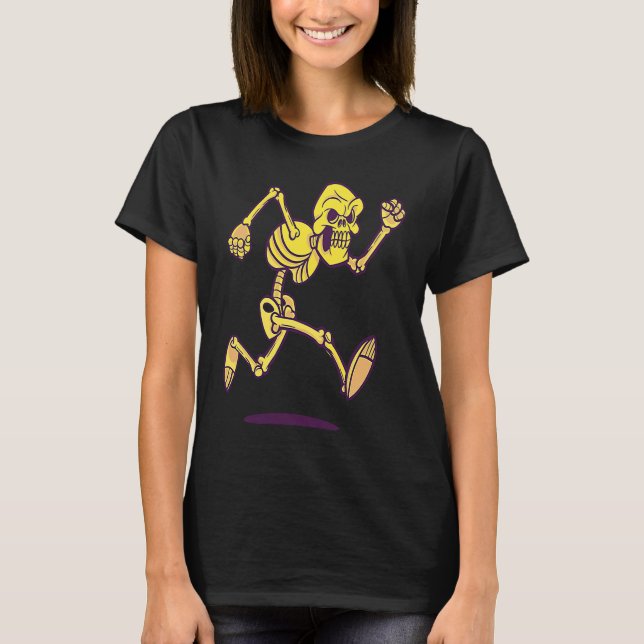 T-shirt Coureur de skeleton faisant du jogging course mara (Devant)