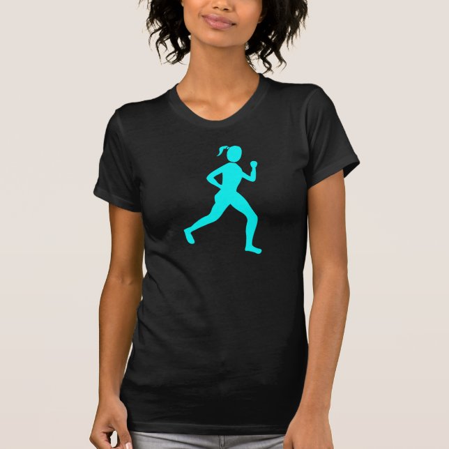 T-shirt Coureur (Femme) - Cyan (Devant)