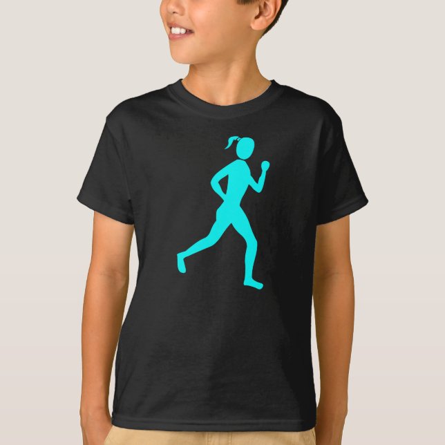 T-shirt Coureur (Femme) - Cyan (Devant)