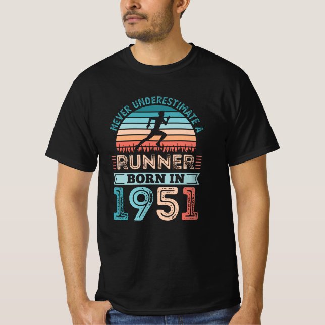 T-shirt Coureur né en 1951 70e anniversaire Gift Running D (Devant)