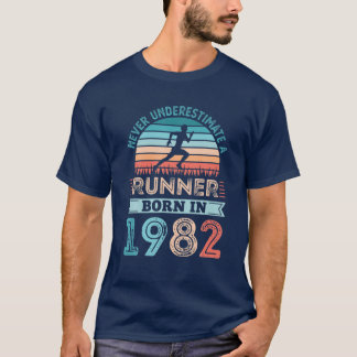 T-shirt Coureur Né En 1982 40E Anniversaire Coureur Cadeau