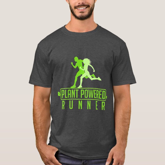 T-shirt Coureur plante Powered Vegetarian Vegan Runner (Devant)
