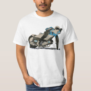 T-shirt Coureur plat bleu de moto de voie et de speed-way
