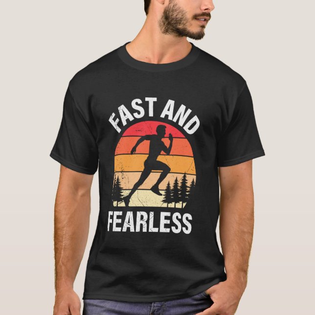 T-shirt Coureur RAPIDE ET SANS PEUR Jogging Course amusant (Devant)