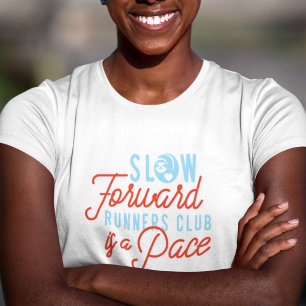 T-shirt Coureurs Lents Club Drôle Citation Bleu Orange Tex