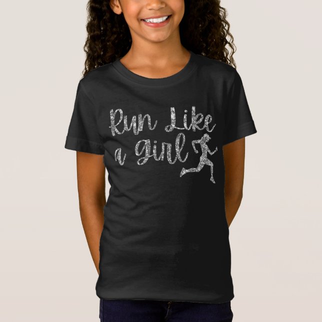 T-Shirt Courez Comme Une Fille Parties scintillant Coureur (Devant)