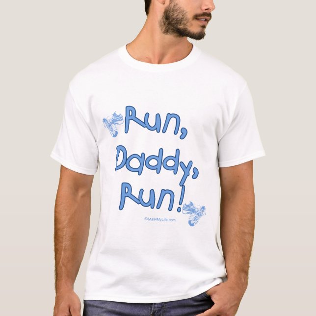T-shirt Courez le papa couru - bleu (Devant)
