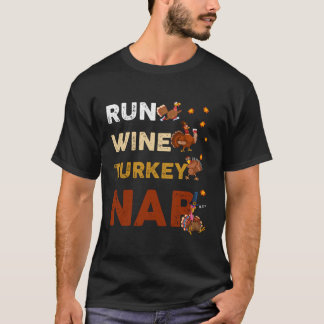 T-shirt Courez Vin Turquie Nap Long Manches Drôle Thanksgi
