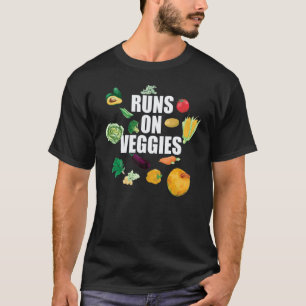 T-shirt Courir avec des légumes Végétalien Végétarien Cou