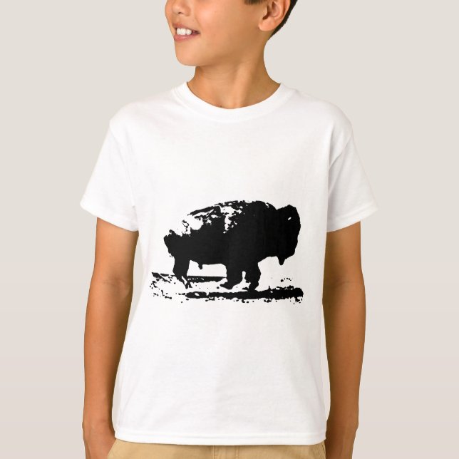 T-shirt Courir Buffalo Bison Pop Art (Devant)