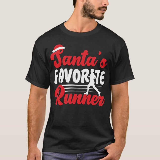 T-shirt Courir Jogging Père Noël Favori Runner Noël (Devant)