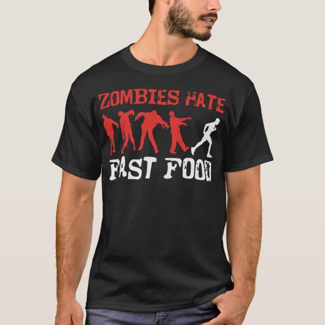T-shirt Courir Jogging Zombies Hate Fast Food Zombie (Devant)