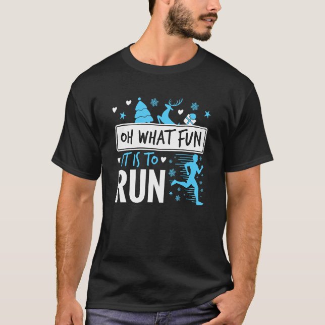 T-shirt Courir Noël Oh Quel Amusant c'est de courir (Devant)
