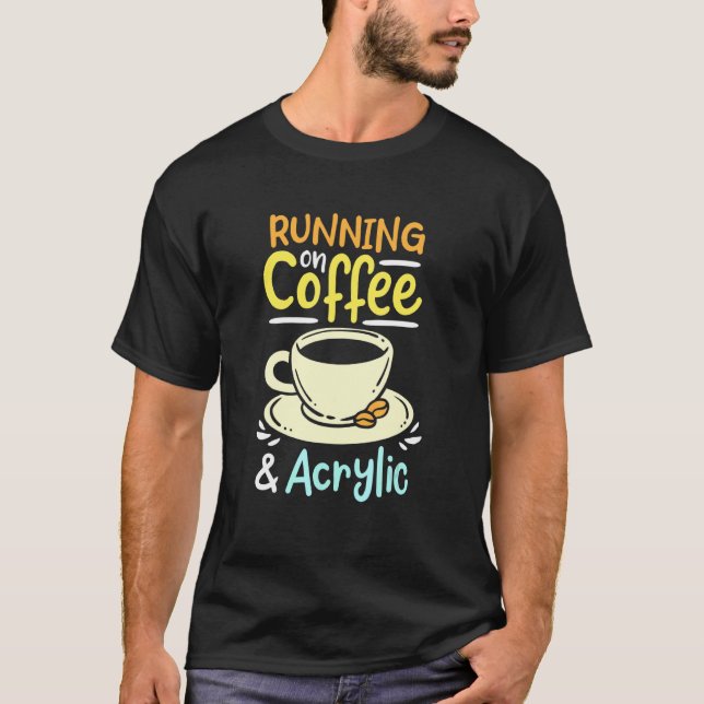 T-shirt Courir Sur Café Et Acrylique (Devant)