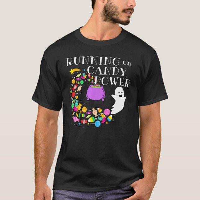 T-shirt Courir Sur Candy Power Happy Flying Ghost Hallowee (Devant)