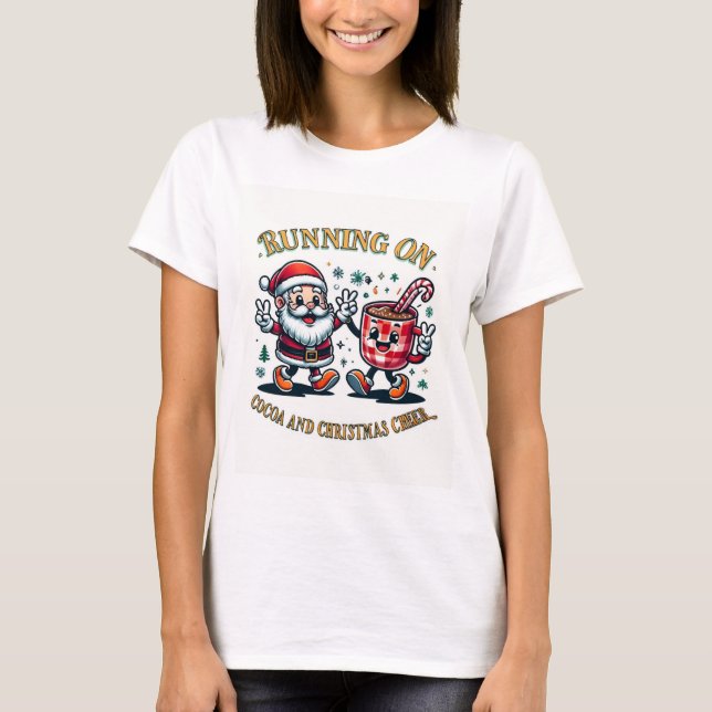 T-shirt Courir sur la joie de Noël (Devant)