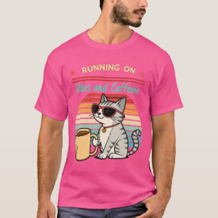 T-shirt Courir sur Vibes et Caféine - Cool Cat Retro