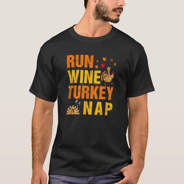 T-shirt Courir Vin Turquie Nap Thanksgiving Drôle Vin Turq (Devant)