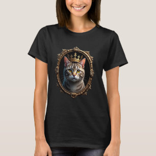 T-shirt Couronne de cadre doré amateur de chat médiéval dr
