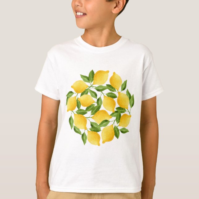 T-shirt Couronne de citrons d'aquarelle (Devant)