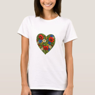 T-shirt Couronne de cœur de fleur sauvage en fleurs