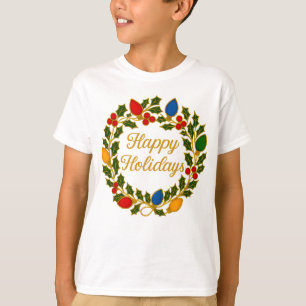 T-shirt Couronne de fêtes de fin d'année Lumières de Noël 