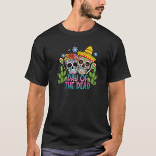T-shirt Couronne de fleurs de crâne de sucre Jour des mort